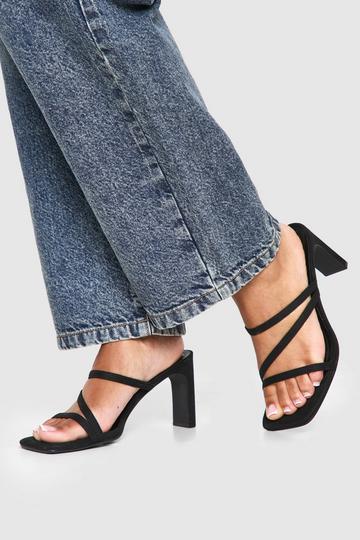 Multi Strap Heeled Mules black