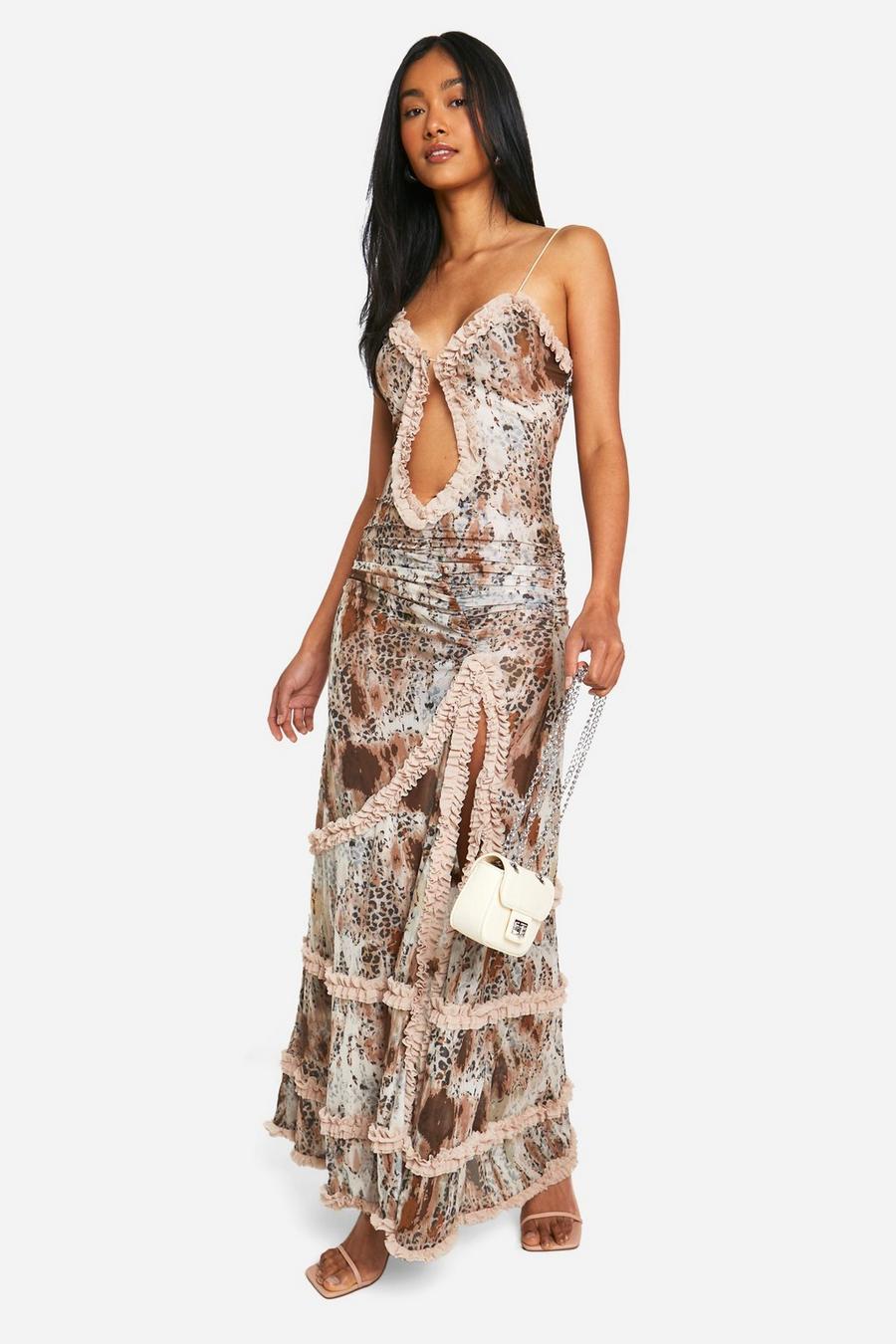 Animal Cut Out Extreame Ruffle Maxi  image number 1