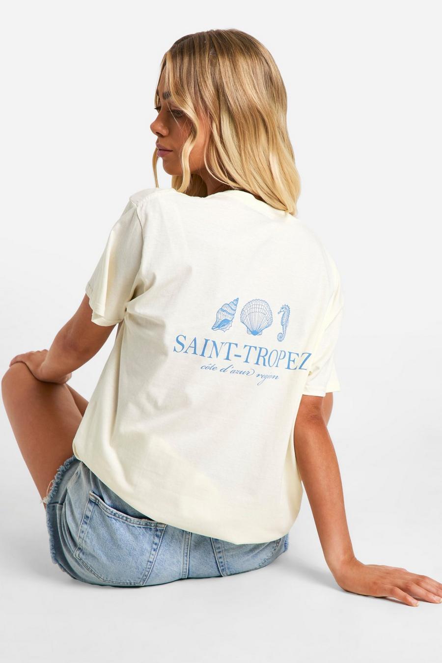 T-shirt di Saint Tropez in Shell, Stone image number 1