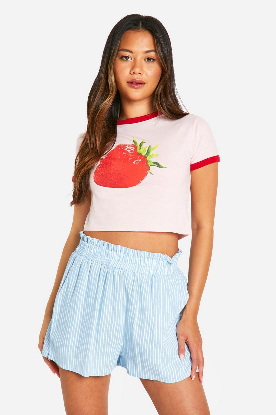 Pink Strawberry Ringer Tee