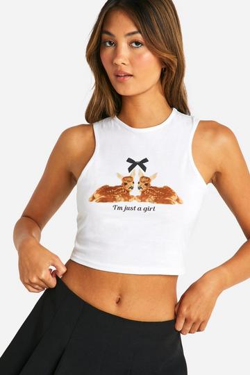 Im Just A Girl Tank Top Met Tekst white