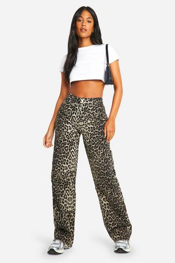 Tall Luipaardprint Jeans Met Rechte Pijpen leopard