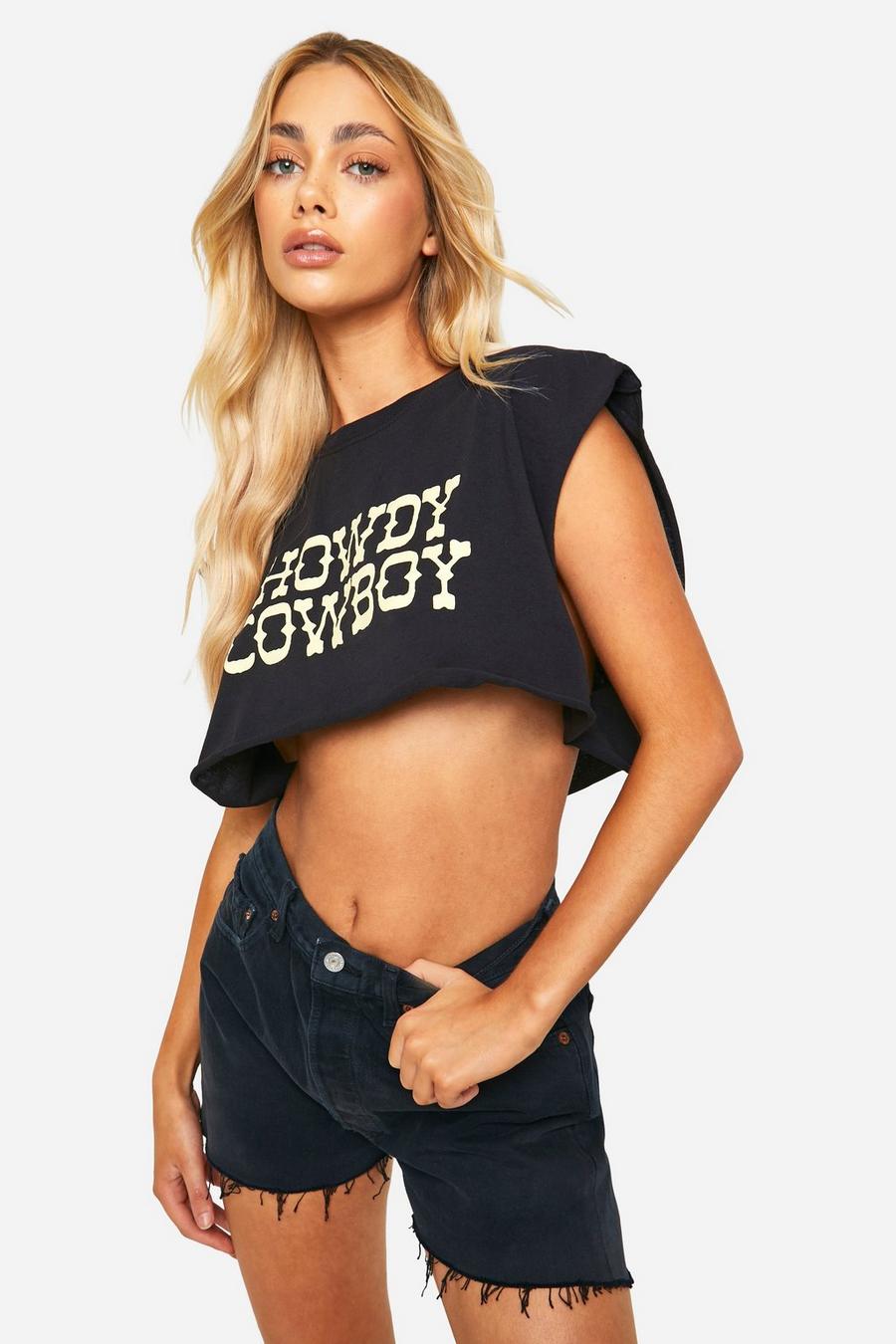 Black Mouwloze Howdy Cowboy Tank Top image number 1