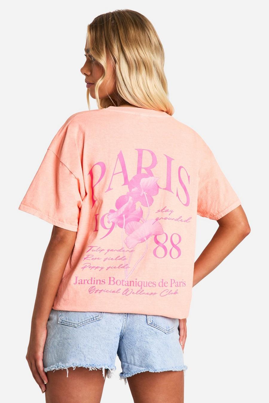 Camiseta con estampado de Paris en la espalda, Pink