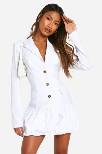 Bengline Puff Ball Blazer Dress white