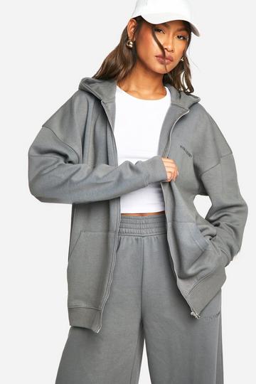 Oversized Geborduurd Dsgn Studio Vest Met Capuchon charcoal