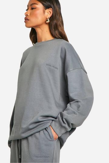 Dsgn Studio Embroidered Oversized Sweatshirt charcoal