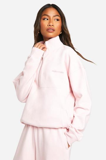 Dsgn Studio Embroidered Half Zip Oversized Sweatshirt light pink