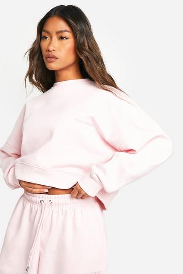 Dsgn Studio Embroidered Boxy Crop Sweatshirt light pink