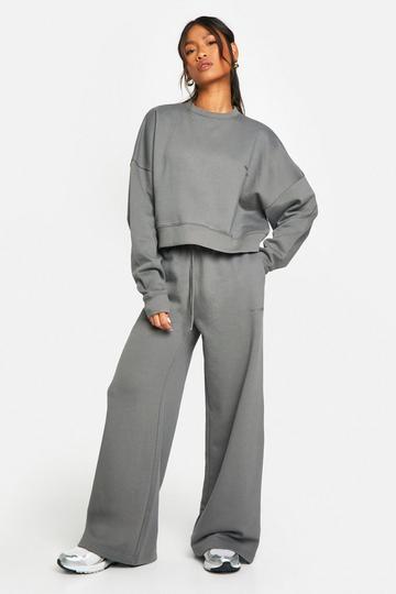 Dsgn Studio Embroidered Wide Leg Jogger charcoal