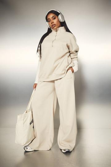 Dsgn Studio Embroidered Wide Leg Jogger stone