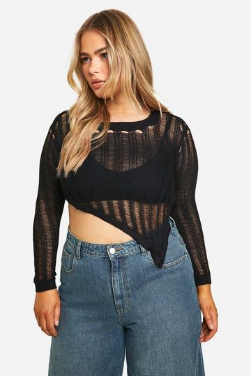 Black Plus Asymmetric Ladder Sweater