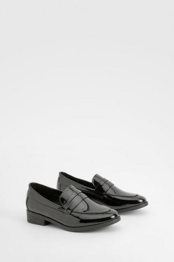 Wide Fit Patent Loafers black