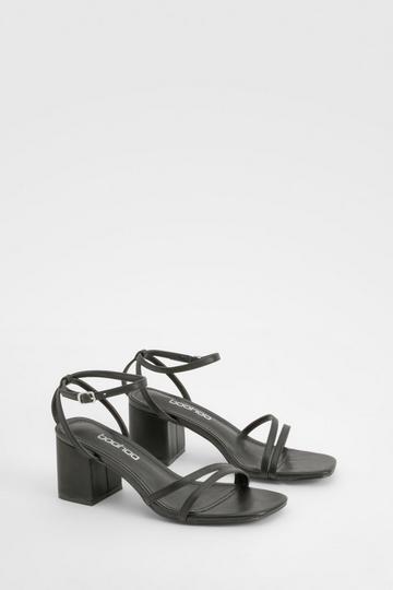 Wide Fit Low Block Cross Strap Heels black