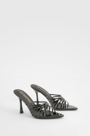 Patent Strappy Pointed Mules black