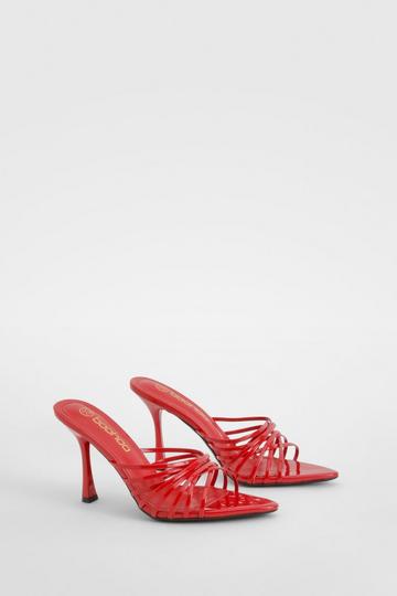 Red Patent Strappy Pointed Mules