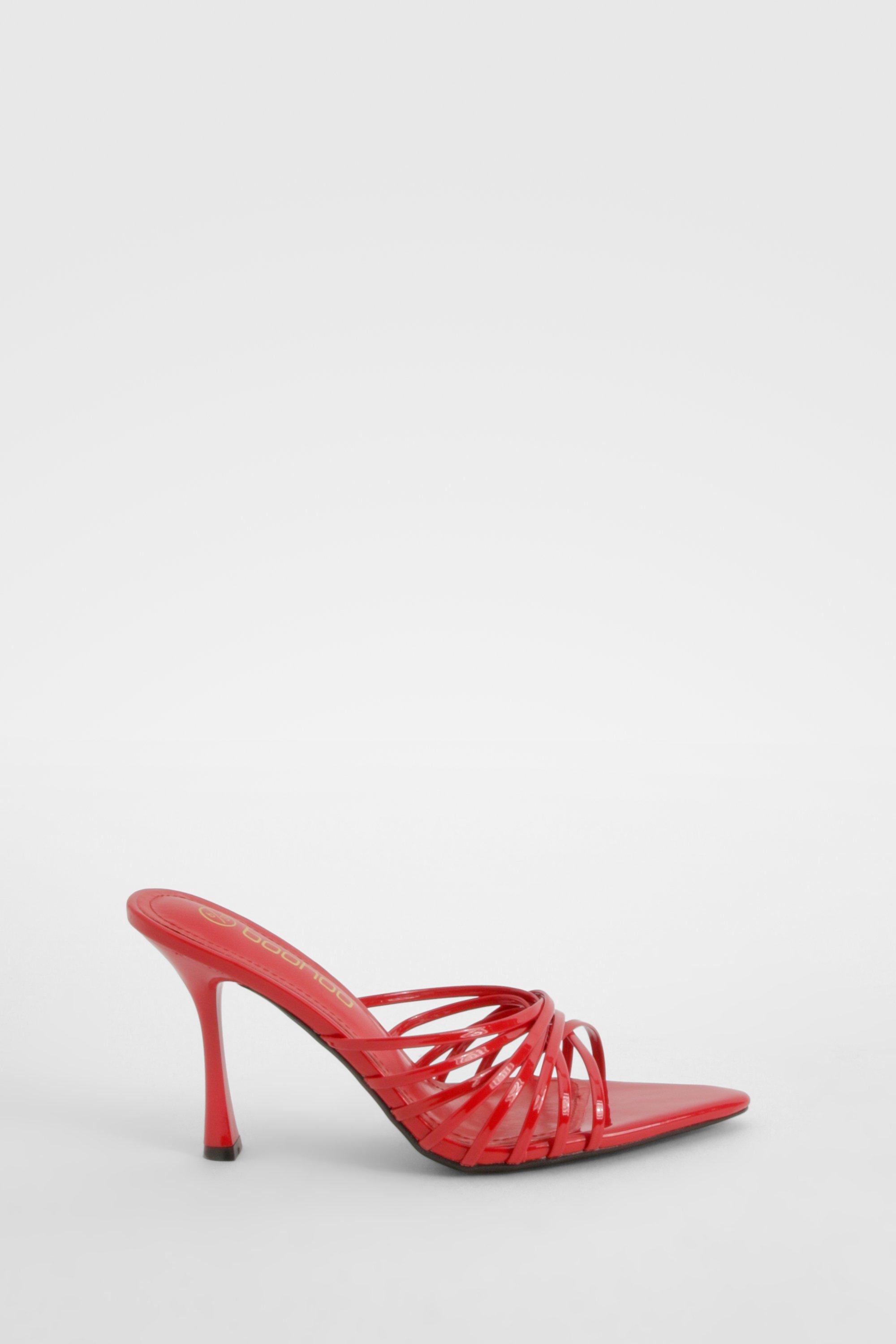 Patent Strappy Pointed Mules boohoo