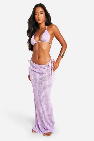 Gebreide Gebreide Strand Maxi Rok lilac