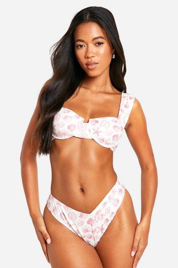 Geribbeld Schelpen Hipster Bikini Broekje white