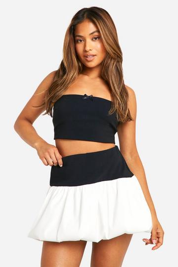 Petite Puffball Contrast Mini Skirt black_white