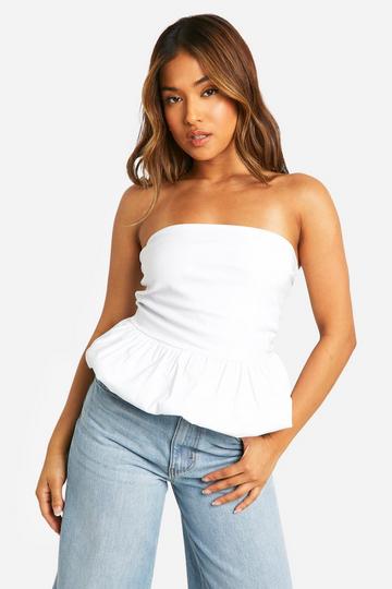 Petite Bandeau Peplum Top white