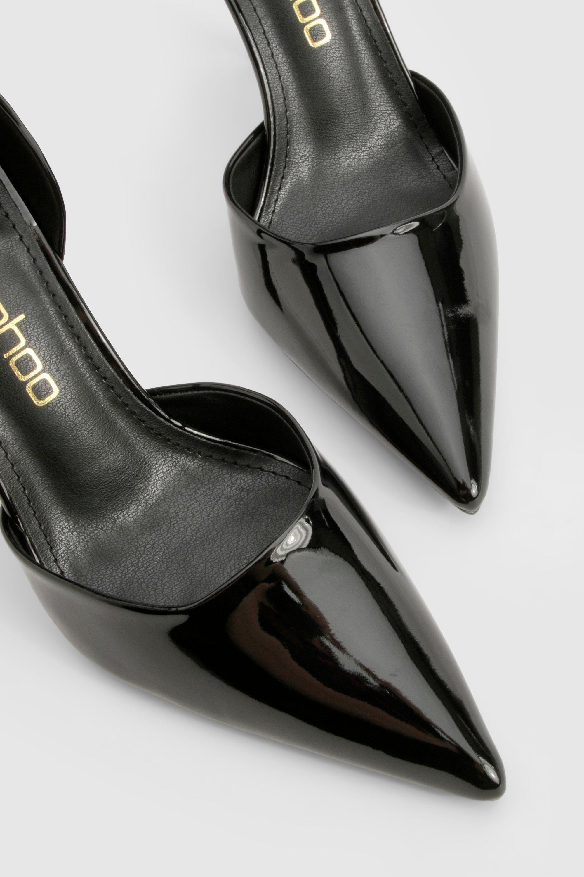 Black patent stiletto court shoes hotsell