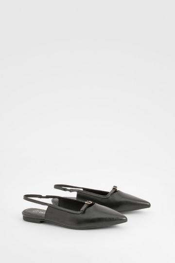 Buckle Slingback Pointed Flats black