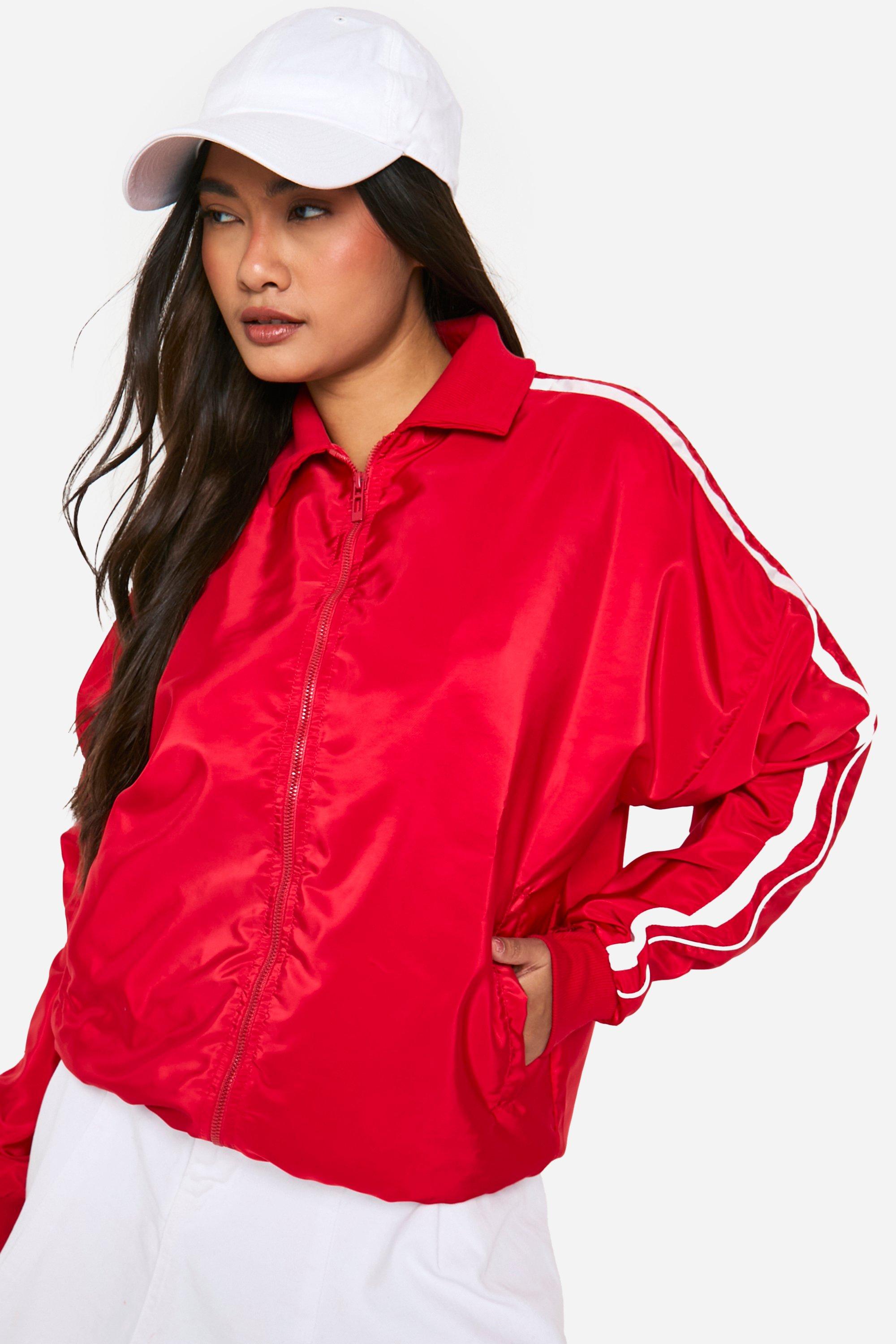 Red jacket boohoo hot sale