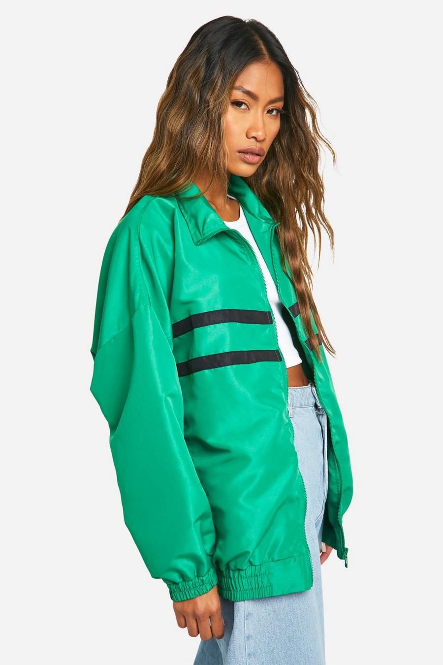 Oversize Jacke mit Streifen-Detail, Bright green image number 1