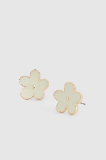 Enamel Flower Stud Earrings sage