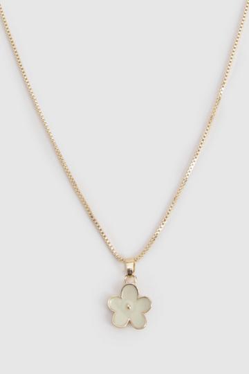 Enamel Flower Necklace sage