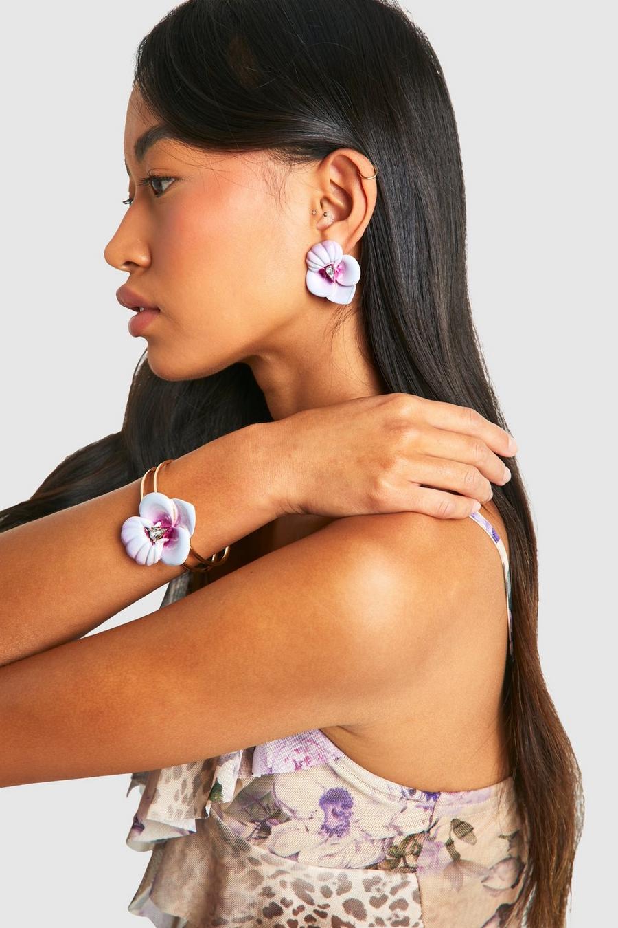 Orchid Statement-Armband, Purple image number 1