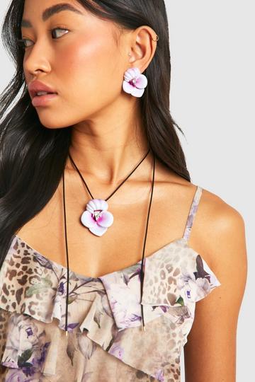 Orchid Statement Rope Detail Necklace purple