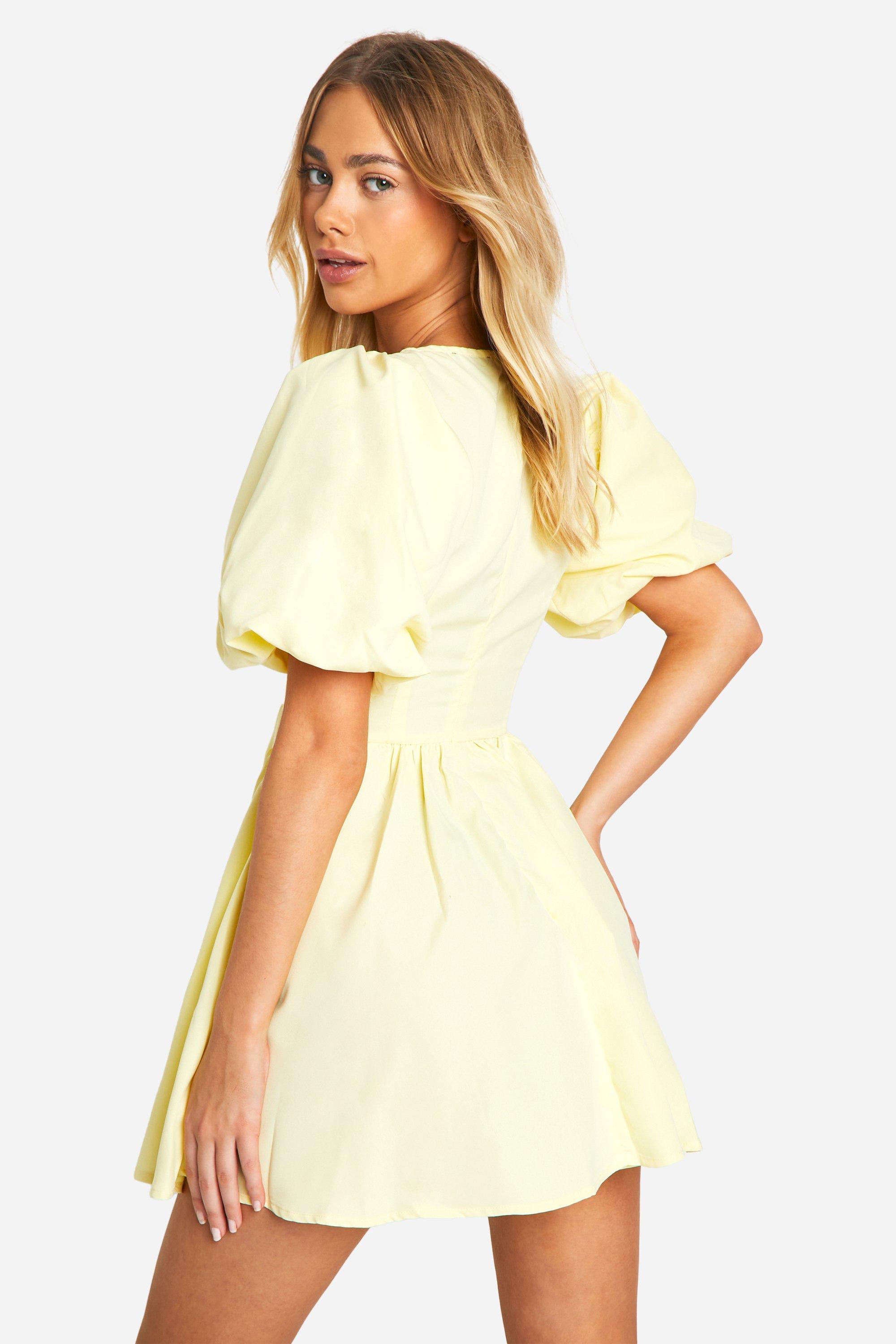 Puff Sleeve Dropped Waist Smock Dress | boohoo