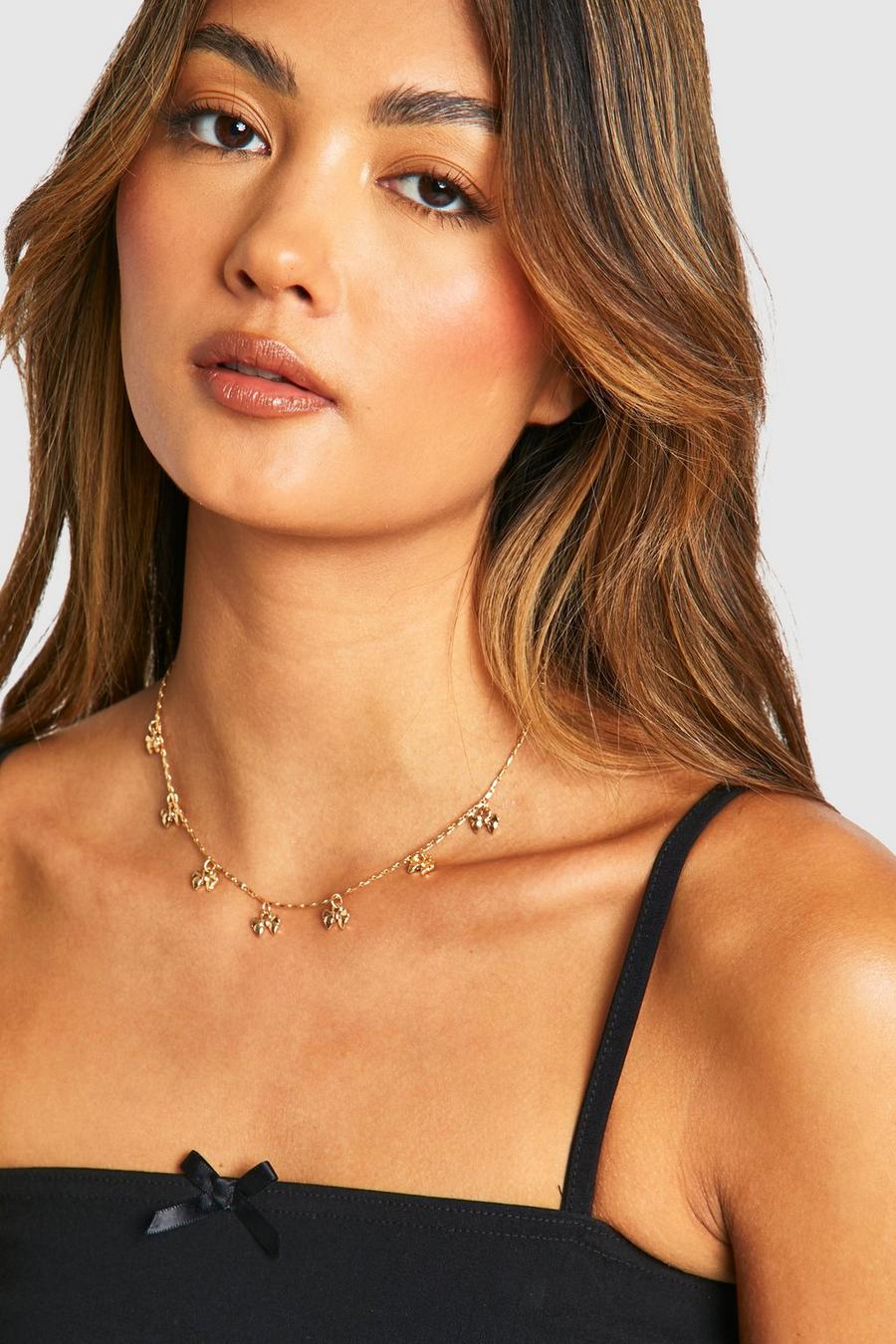 Gold Delicate Bow Detail Necklace 