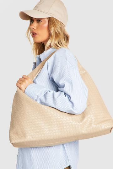 Oversized Woven Tote Bag stone