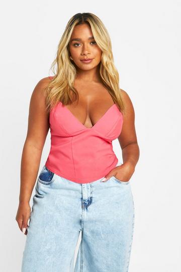 Pink Plus Bengaline Plunge Corset Top