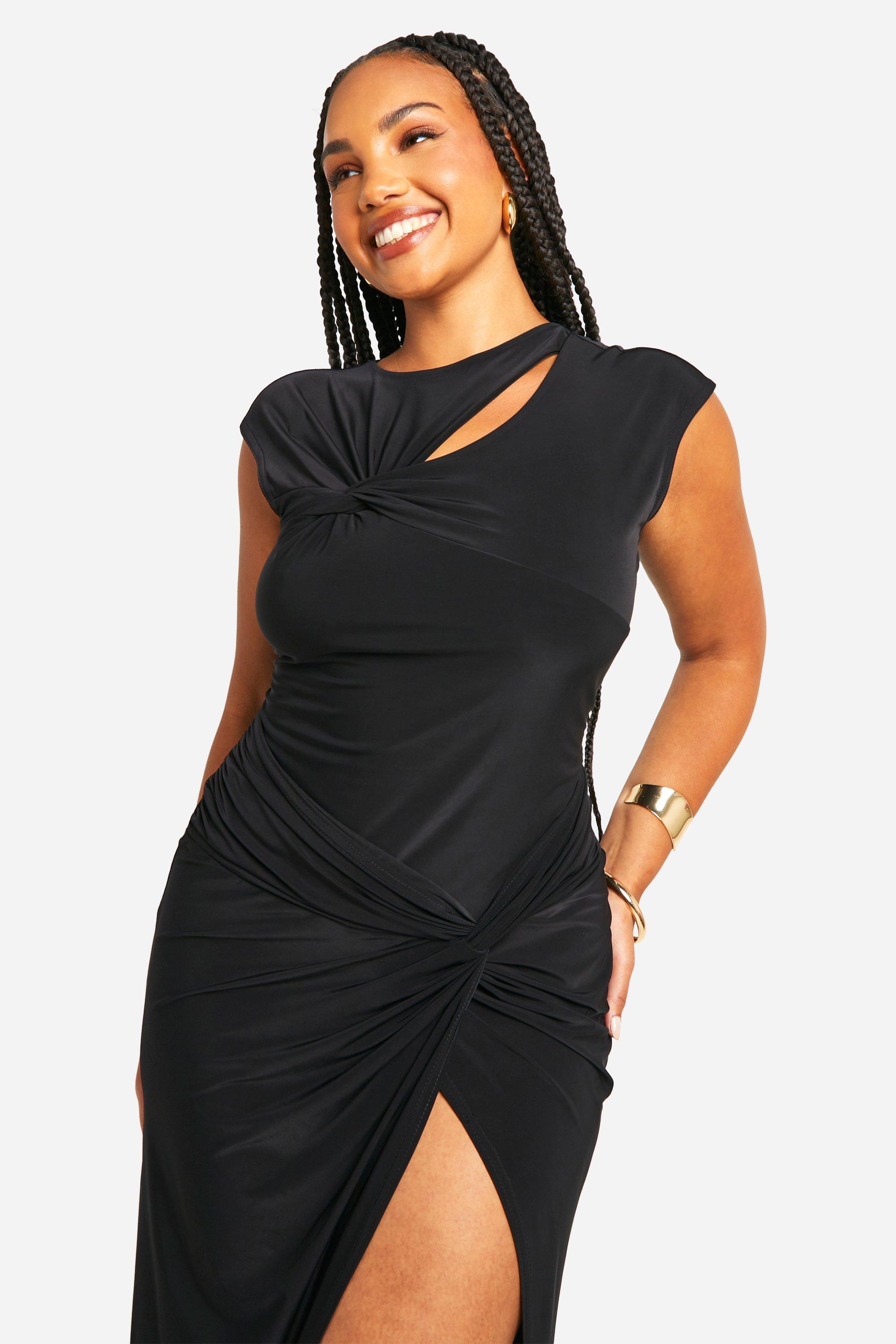 Boohoo curve black dress sale