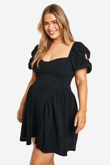 Plus Corset Skater Dress black