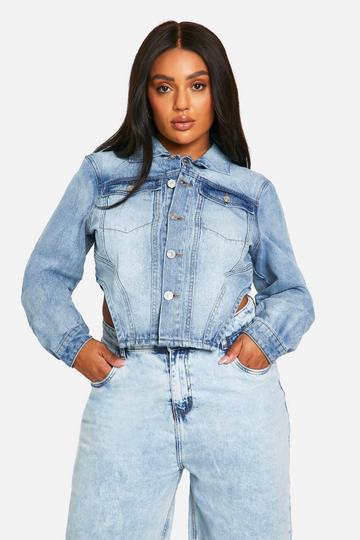 Plus Corset Denim Jacket washed blue