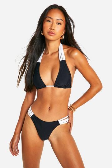 Multi Strap Colour Block Bikini Set black