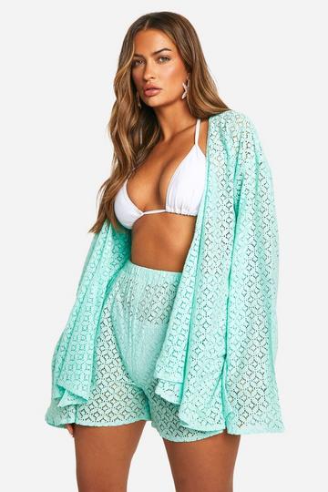 Lace Tie Shirt & Short Beach Co-ord mint