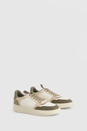 Khaki Chunky Contrast Panel Sneakers