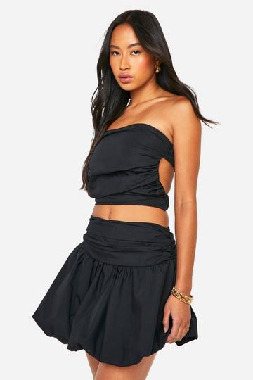 Black Ruched Backless Bandeau