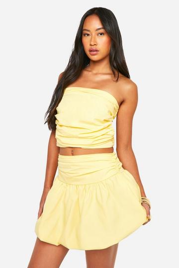 Lemon Yellow Ruched Backless Bandeau