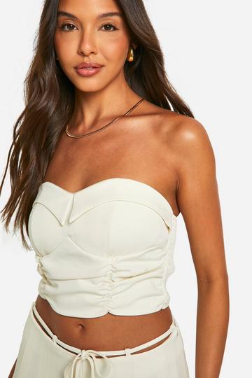 Ruched Cup Detail Bandeau ecru