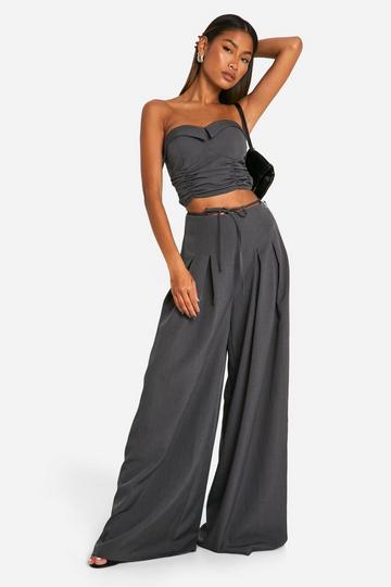 Extreme Wide Leg Pleated Trouser grey marl