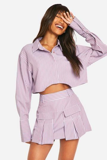 Pleated Pocket Detail Mini Skirt stripe