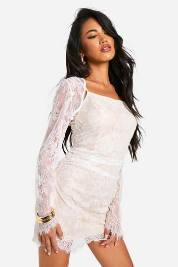 Lace Bodycon Mini Dress ivory