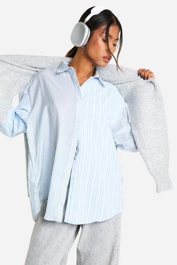 Oversized Mix Stripe Shirt blue